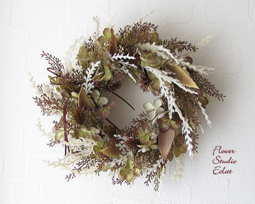 パンパスグラス・秋アジサイ入りリース 秋 造花 cmwhaw026 リース