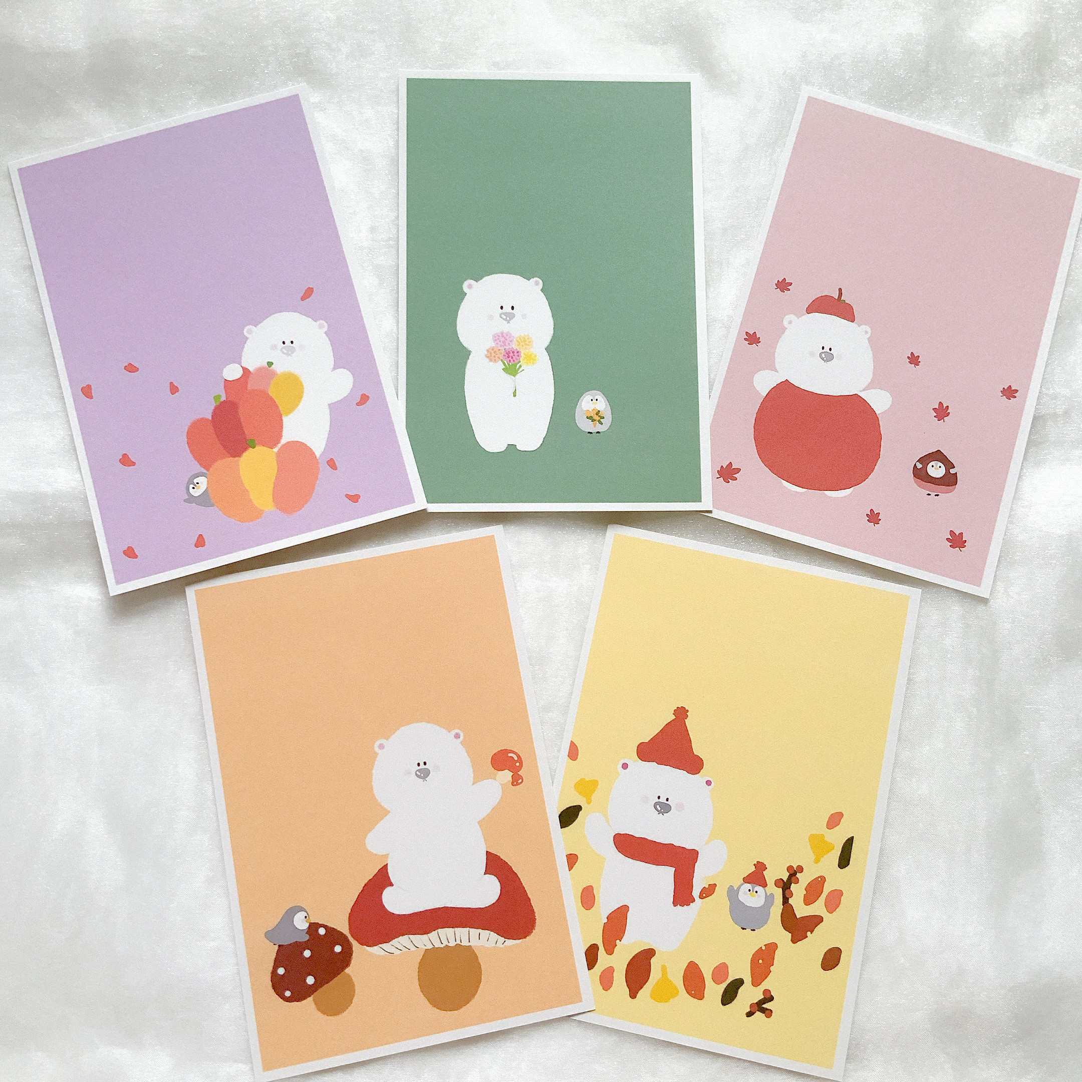 イラストカード　イラストペーパーまとめ売り　バラ売り可能 シロ&ペンスイーツ 5枚 ポストカード はがき イラスト デザイン