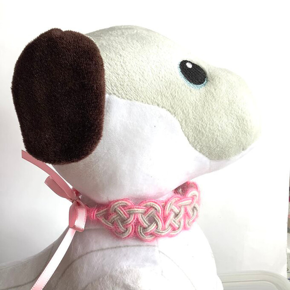 aibo　水引“Mizuhiki”製作　狗項圈　日式　馬海毛　粉色 第6張的照片