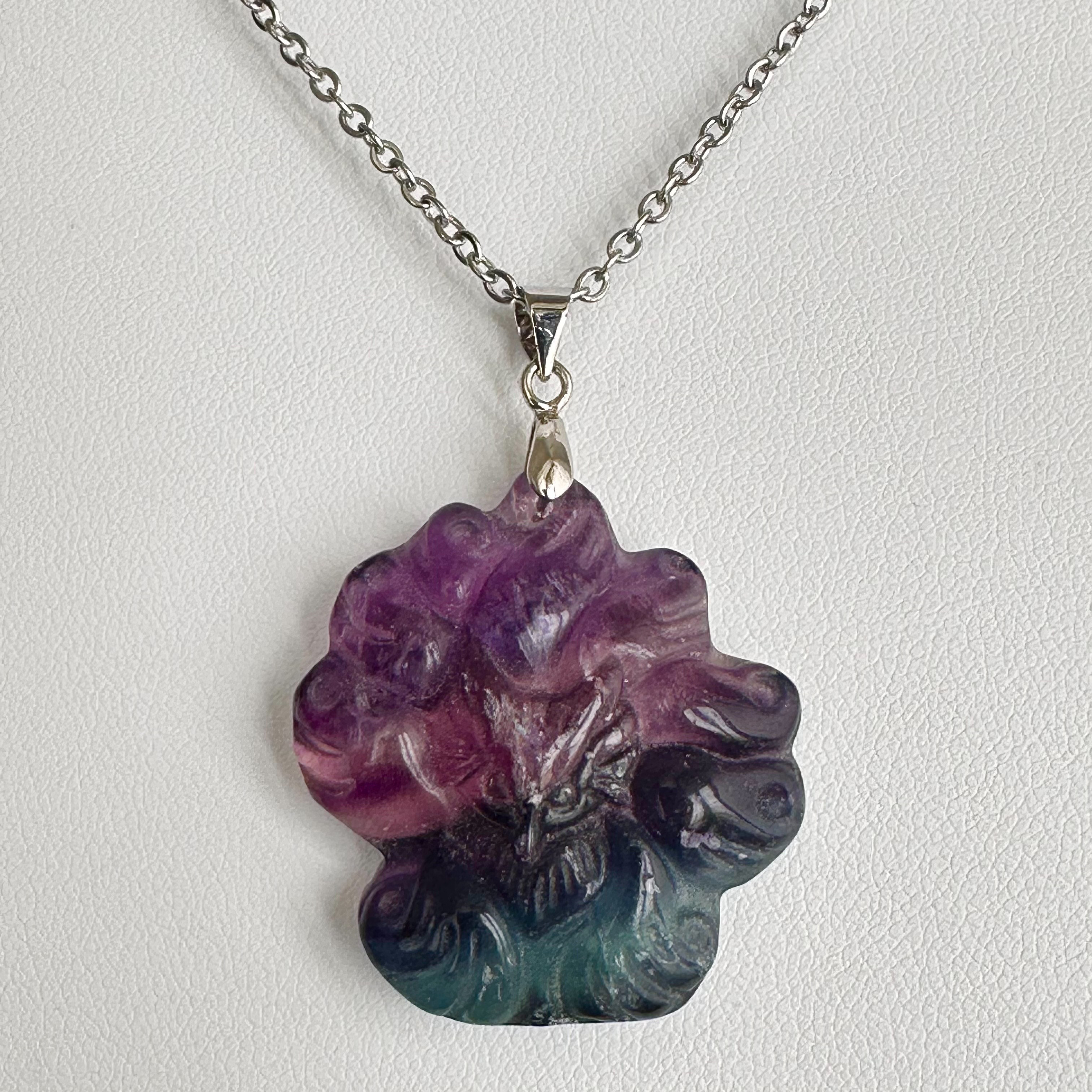 【0313】ペンダントトップ フローライト 九尾狐 1.九尾狐☆狐フローライト ペンダントトップ | Naturaltreasure