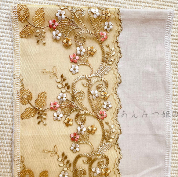 洗える刺繍半衿  こんじき小花 9枚目の画像