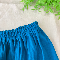 親子コーデ　スラブダブルガーゼ（ターコイズ）ママ用コットンギャザースカート（ロング）＋子供スカート（サイズ100） 15枚目の画像