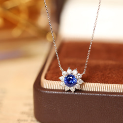 大粒！K18天然 サファイア ペンダントトップ 天然ダイヤモンド付きサファイアペンダントトップk18 ペンダントトップ