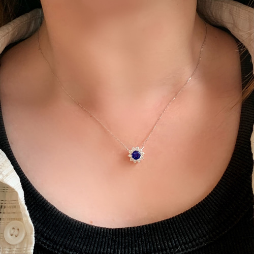 天然ダイヤモンド付きサファイアネックレスk18 ネックレス・ペンダント