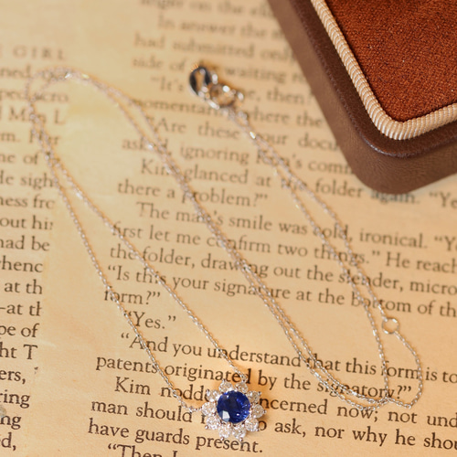 天然ダイヤモンド付きサファイアネックレスk18 ネックレス・ペンダント