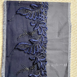 洗える刺繍半衿  紺碧ラメ【1点のみ】 8枚目の画像