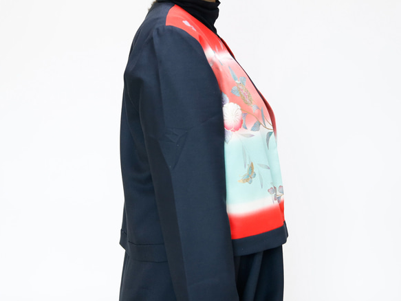 KIMONO CREW NECK JACKET  -ヴィンテージ着物を使ったクルーネックジャケット １点物です！ 5枚目の画像