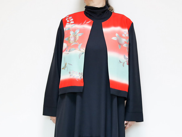 KIMONO CREW NECK JACKET  -ヴィンテージ着物を使ったクルーネックジャケット １点物です！ 12枚目の画像