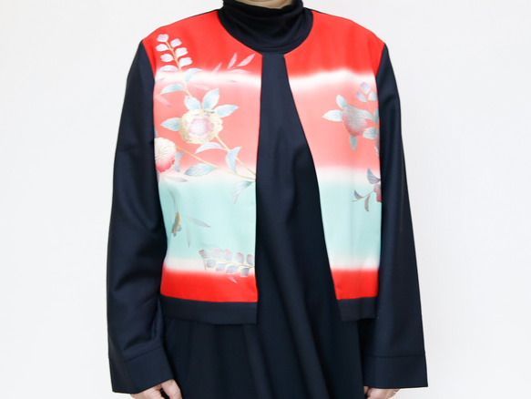 KIMONO CREW NECK JACKET  -ヴィンテージ着物を使ったクルーネックジャケット １点物です！ 7枚目の画像