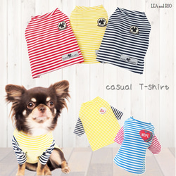 Tシャツ ボーダー トップス マリン ペット 夏 春 シャツ 犬服 猫 ペット P1 P2 P3 P101 P123 1枚目の画像