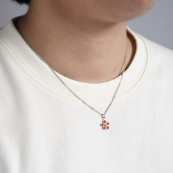 手製日本紅珊瑚花形吊飾配925銀項鍊 // 三月份生日石 第4張的照片