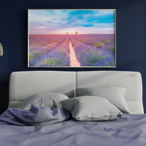 アートポスター ラベンダー 紫の絨毯 サンセット 風景アート