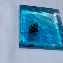 新作　インテリアアートブロック　エメラルドブルーの海とマンタ　スケルトン海 11枚目の画像