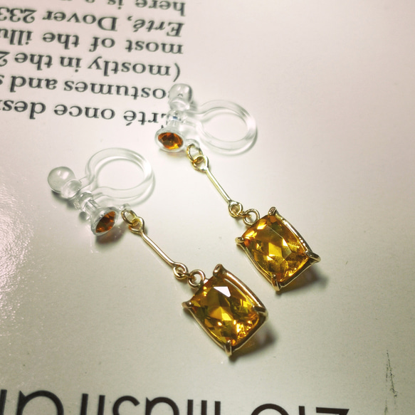 ノンホールピアス 天然イエローベリル 18金イエローゴールド(k18  