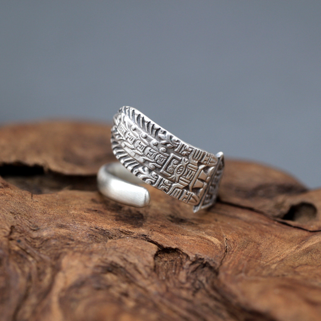 古代文明の壁画｜ヴィンテージ｜シルバー｜スプーンリング｜南米｜リゾート｜カジュアル｜普段使いに｜30歳代～