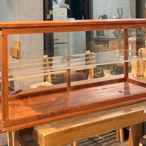 アンティーク 木製 ガラスショーケース カフェ 店舗什器