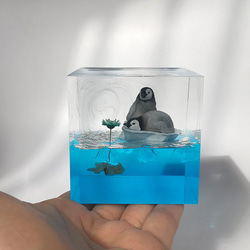浮冰企鹅环氧树脂工艺品/创意手工滴胶小夜灯 第2張的照片