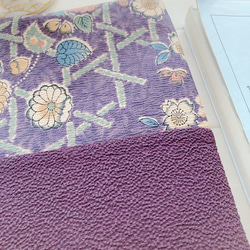 【B6サイズ・四六判】くすみ紫の和風花柄+無地　手帳カバー　ノートカバー　ブックカバー 5枚目の画像
