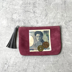 Creema限定 秋の福袋　ピッグスキンの小さなお財布とピッグスエードポーチ 12枚目の画像
