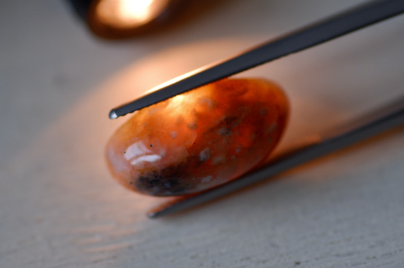 アゲート＊オーバル・カボション・カット＊12.76ct＊19.8×10.6mm＊QAG-014 4枚目の画像