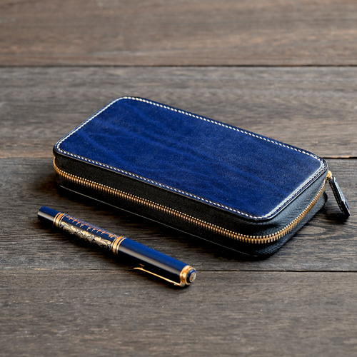 ラウンドファスナー万年筆ケース 仕切りタイプ 4本用 カラーオーダー