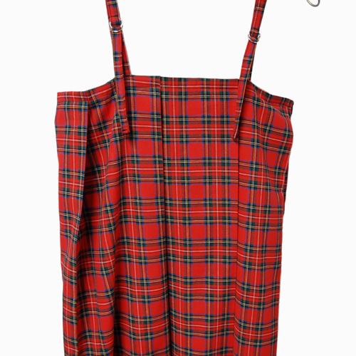 タータンチェック プリーツ キャミソールチュニック:red