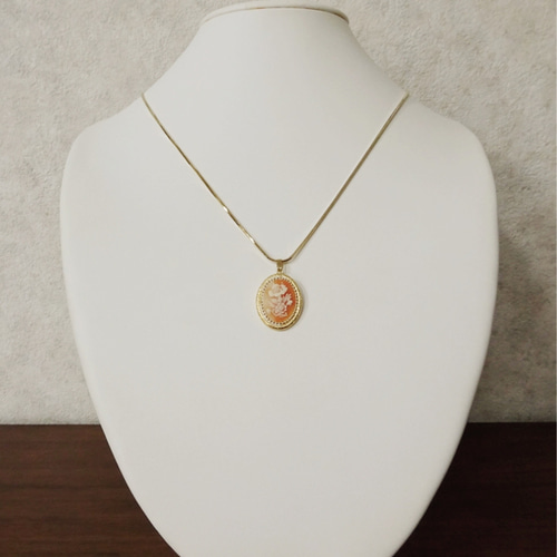 オレンジの花束カメオ ペンダント【スターダスト ゴールド