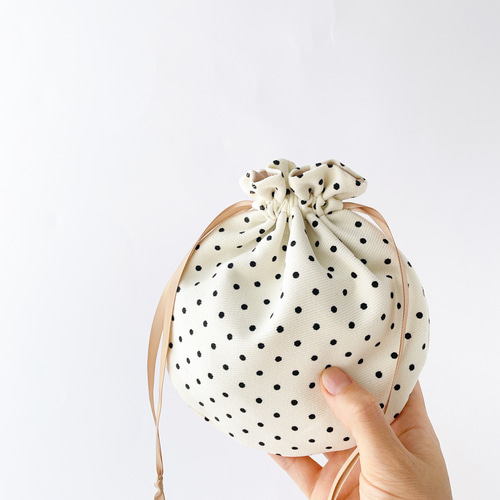 まるとみさま専用　オーダー巾着10個 まる巾着【L】ホワイトドット 巾着袋 くらしこ 通販 16501234