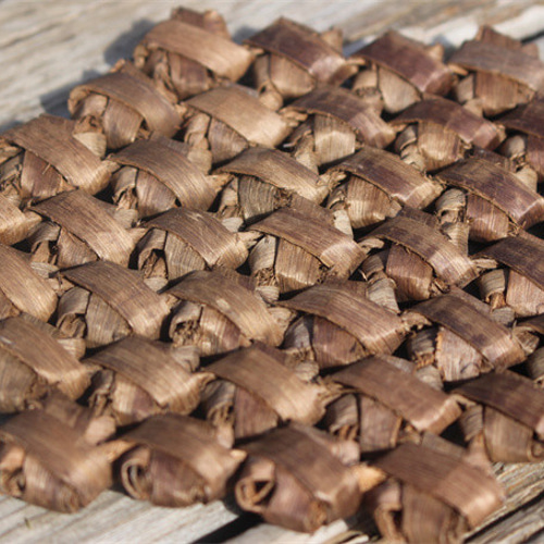 瓶敷 鍋敷 胡桃木 六角花結び編み 鍋敷き山胡桃木 クルミ 山葡萄