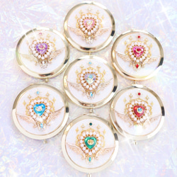 要問い合せ♥️女子力上がるキラキラミラー♥️ミラー　鏡　クリスタル　フラワー　花 クリスタルハートコンパクトミラー✨全7色 手鏡 AnJurg💎発送遅延中