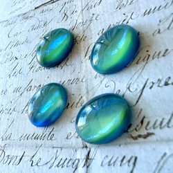 1個 1940-1950s チェコ 18×13mm レア ヴィンテージガラス