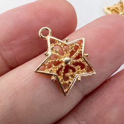 ＊5個＊ 透かし スター チャーム 合金製 ニッケルフリー 星モチーフ ゴールド cm093s 2枚目の画像