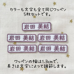 同色同ネーム5枚セット☆シンプルお名前ワッペン小＊くすみカラー 2枚目の画像