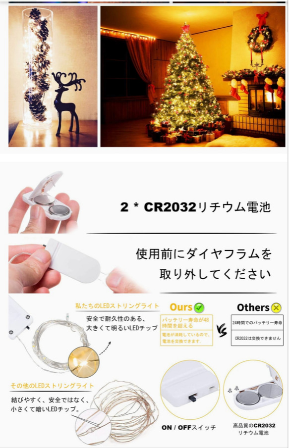 Creema限定♡Msize森のフレッシュ リース Φ30cm　ledライト付 ♡クリスマスインテリア 7枚目の画像