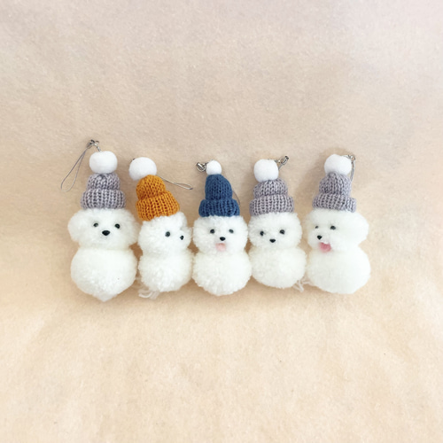 プードルカットの雪だるまのオーナメント（3個セット） ビション