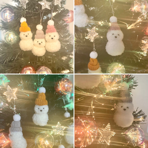 プードルカットの雪だるまのオーナメント（3個セット） ビション