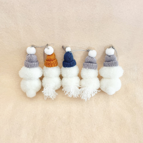 プードルカットの雪だるまのオーナメント（3個セット） ビション
