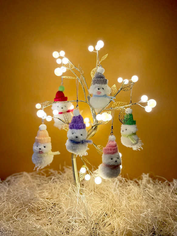 プードルカットの雪だるまのオーナメント（3個セット） ビション