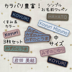 同色同ネーム3枚セット☆シンプルお名前ワッペン中＊くすみカラー 1枚目の画像