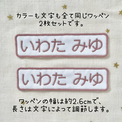 同色同ネーム2枚セット☆シンプルお名前ワッペン大＊くすみカラー 2枚目の画像