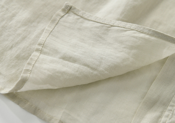 長袖  薄い ブラウス リネン トップス フランス風 5枚目の画像