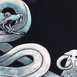 「蛇に驚く猫木霊」SMサイズ アート作品 原画 絵本「猫木霊」使用 徳島洋子作品 ★ 星月猫 7枚目の画像