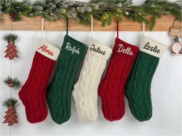 【名前刺繍】クリスマスソックス　靴下　プレゼント　ニット 1枚目の画像