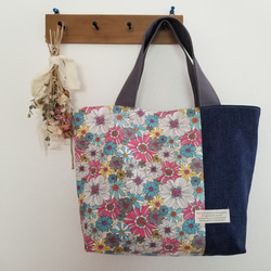 ファスナー付き大きめトートバッグ リーフ トートバッグ mitton-yumi