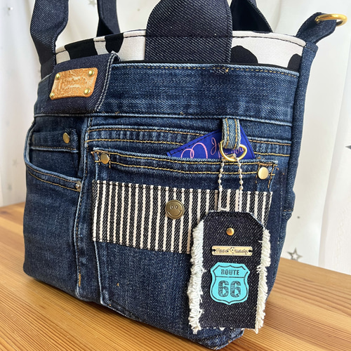 USEDデニムリメイク ショルダーバッグ　トートバッグ デニムリメイクバッグNo.357☆トートバッグ ショルダーバッグに