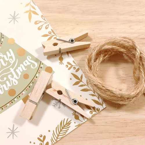 クリスマスのオーナメント・ガーランド＊6点セット(麻紐・ピンチ付き