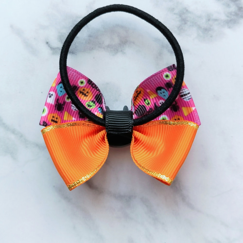 ✽ハロウィン✽ヘアゴム/キッズ/コウモリパーティー/ オレンジ