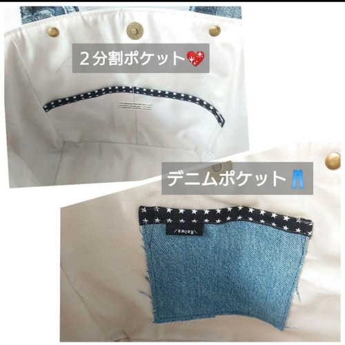 No.319【DENIM✖️ステンシル✖️フリンジTOTE BAG❤️】デニム
