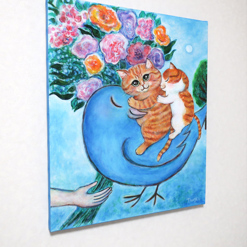 絵画】『茶トラとひまわり』ねこイラストレーターあきみ