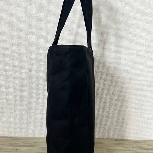 縦長トートバッグ 黒 ブラック 帆布 Lサイズ 倉敷帆布使用